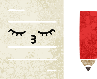 Bir insan tarafından çizilmiş bir test kağıdının retro çizim stili karikatürü