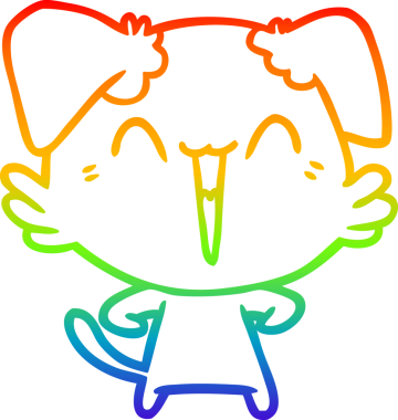 gökkuşağı gradyan çizimi bir insan tarafından çizilmiş mutlu küçük bir köpek çizgi filmi