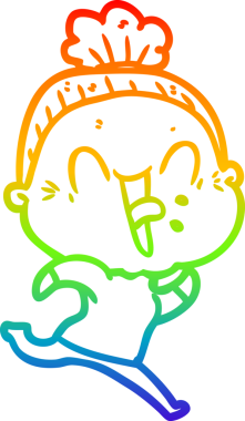 Gökkuşağı gradyan çizgi çizimi Bir insan tarafından çizilmiş mutlu yaşlı kadın