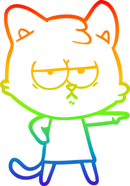 gökkuşağı gradyan çizimi sıkılmış çizgi film kedisi bir insan tarafından çizilmiş