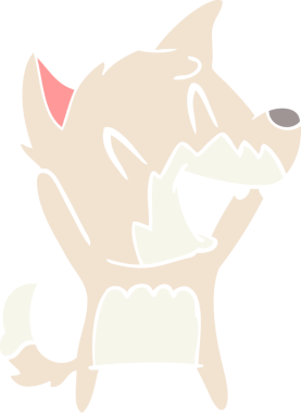 Bir insan tarafından çizilmiş gülen tilki düz renkli çizgi film.