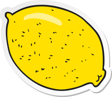 Bir insan tarafından çizilmiş karikatür limonu çıkartması.