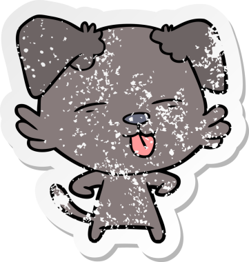 Bir insan tarafından çizilmiş bir köpeğin dertli çıkartması.