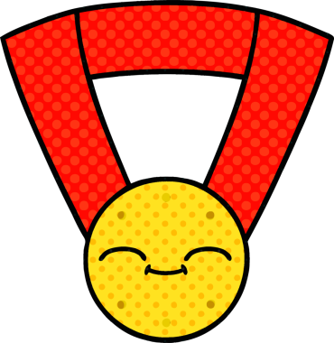 Bir insan tarafından çizilmiş altın madalyanın karikatürü.