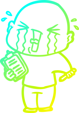 Bir insan tarafından çizilmiş dosyasıyla ağlayan bir karikatür çizimi.