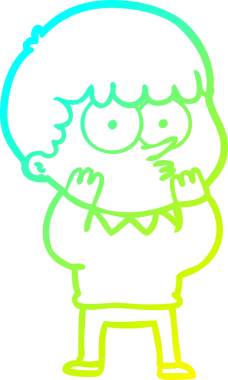 Bir çizgi film karakteri çizen soğuk gradyan bir insan tarafından çizilmiş meraklı çocuk.