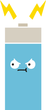 Bir insan tarafından çizilmiş düz renk retro pili.