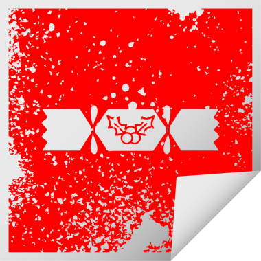 Bir insan tarafından çizilmiş Noel krakerinin sıkıntılı kare soyma etiketi.