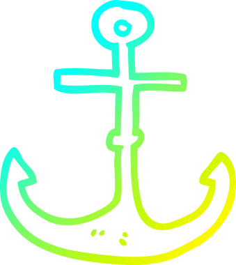 Bir insan tarafından çizilen karikatür gemisinin soğuk gradyan çizgisi.