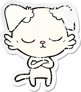 Bir insan tarafından çizilmiş şirin bir köpeğin sıkıntılı çıkartması.