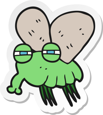 Bir insan tarafından çizilmiş bir sineğin çıkartması.