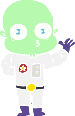 Bir insan tarafından çizilmiş garip, kel bir uzaylı.