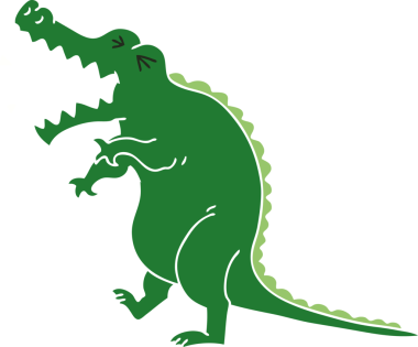 Bir insan tarafından çizilmiş garip çizgi film timsahı.