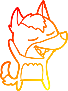 Bir insan tarafından çizilmiş gülen bir kurt çizgi çizimi.