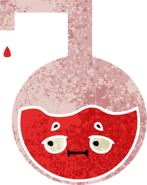 Bir insan tarafından çizilmiş bilimsel bir deneyin retro çizim tarzı karikatürü