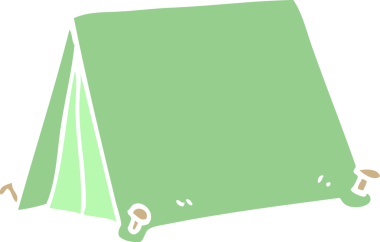 Bir insan tarafından çizilmiş düz renkli karikatür çadırı