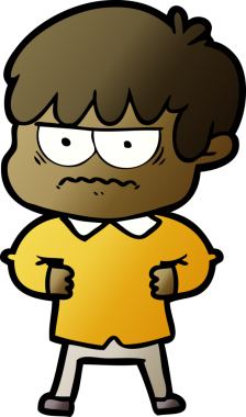 Bir insan tarafından çizilmiş sinirli çizgi film çocuğu.