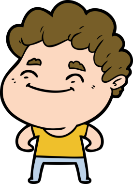 Bir insan tarafından çizilmiş çizgi film dostu bir adam.