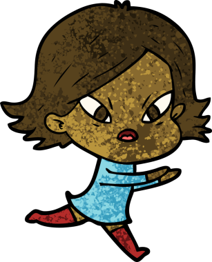 Çizgi film bir insan tarafından çizilmiş stresli kadın.