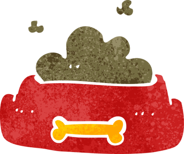 Bir insan tarafından çizilmiş çizgi film köpek maması.