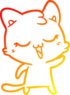 Bir insan tarafından çizilmiş çizgi film kedisinin sıcak çizgi çizimi