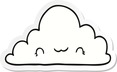 Bir insan tarafından çizilmiş şirin bir karikatür bulutunun çıkartması.