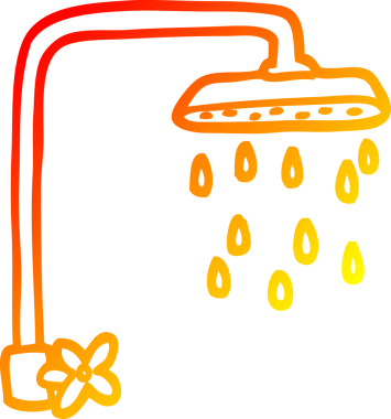 Bir insan tarafından çizilmiş çizgi film duş başlığının sıcak çizgi çizimi