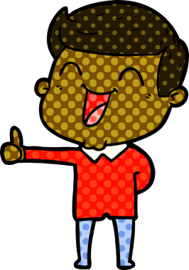 Bir insan tarafından çizilmiş gülen çizgi film adamı.