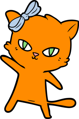 Bir insan tarafından çizilmiş sevimli çizgi film kedisi.