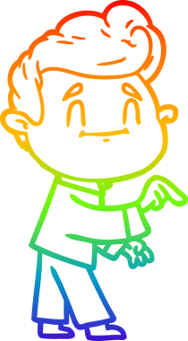 Gökkuşağı gradyanı çizimi mutlu bir çizgi film adamı tarafından çizilmiş bir insan tarafından