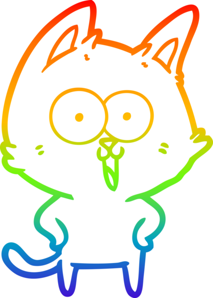 gökkuşağı gradyan çizimi bir insan tarafından çizilmiş komik bir çizgi film kedisi