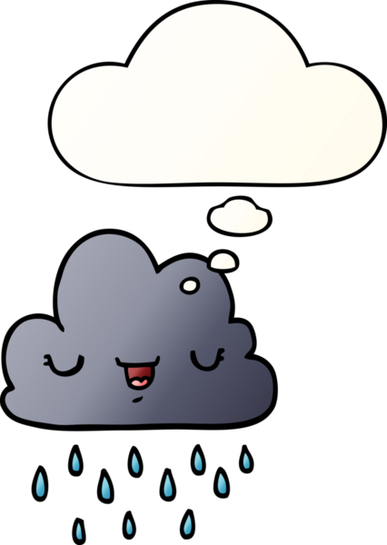 Düşünce baloncuklu karikatür fırtına bulutu bir insan tarafından çizilmiş.