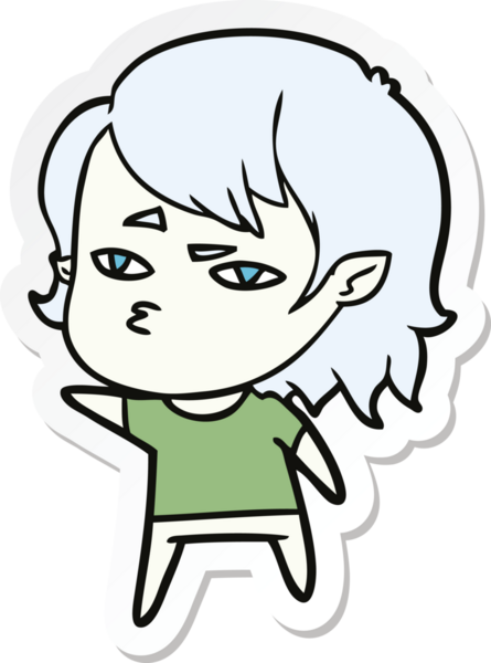 Bir insan tarafından çizilmiş vampir bir kızın çıkartması.