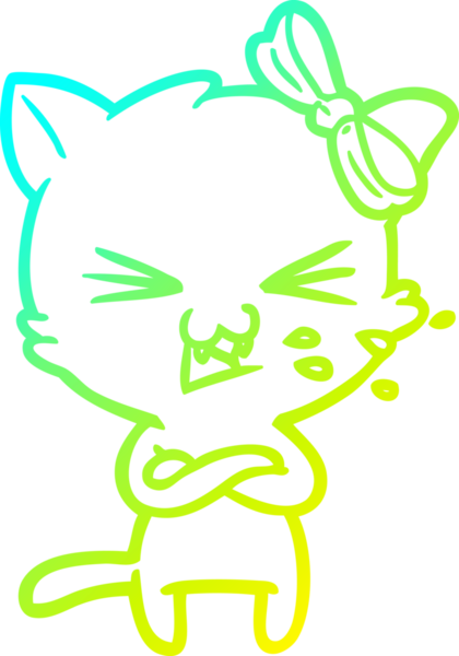 Bir insan tarafından çizilen çizgi film kedisinin soğuk gradyan çizgisi.