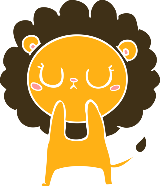 Bir insan tarafından çizilmiş düz renkli çizgi film aslanı