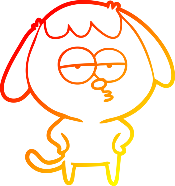 Bir insan tarafından çizilen ve sıkılmış bir köpeğin sıcak çizgi çizimi.