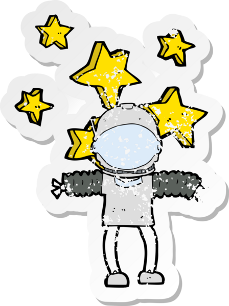 Bir insan tarafından çizilmiş bir uzay adamının gerilimli çıkartması.