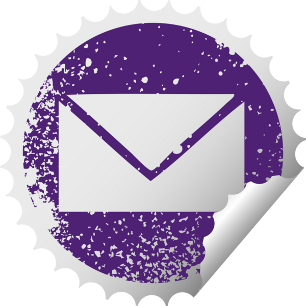 Bir insan tarafından çizilen kağıt zarfın çizilmiş dairesel kabuk soyma etiketi.