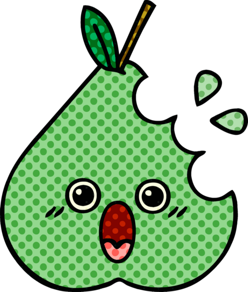 bir insan tarafından çizilmiş yeşil bir armut çizgi romanı