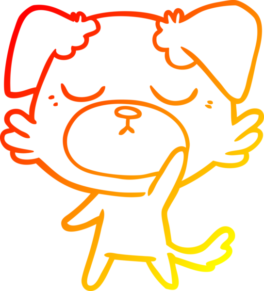 Bir insan tarafından çizilmiş sevimli bir köpeğin sıcak çizgi çizgisi.