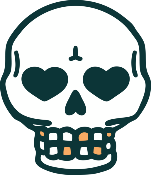 Bir insan tarafından çizilmiş bir kafatasının ikonik dövme şekli