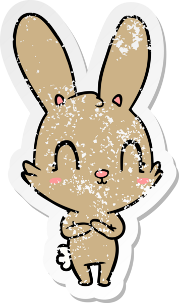Bir insan tarafından çizilmiş şirin bir tavşanın sıkıntılı çıkartması.