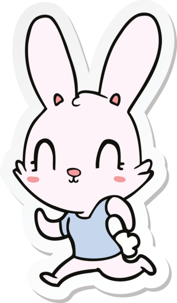 Bir insan tarafından çizilmiş şirin bir tavşanın çıkartması.