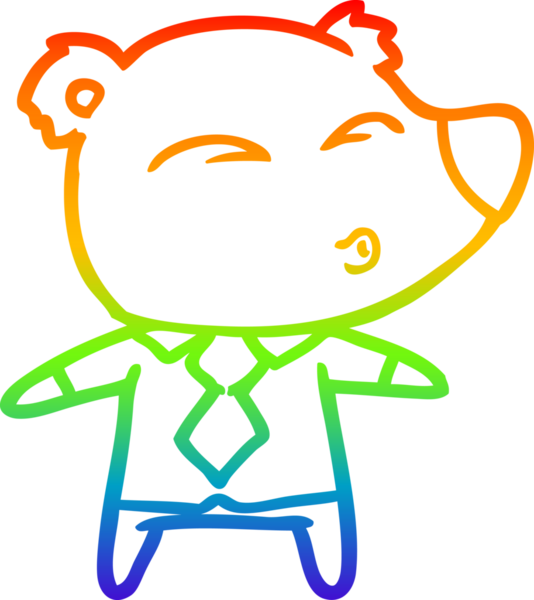 Gökkuşağı gradyan çizgi çizimi bir insan tarafından çizilen ıslık çalan ayı patronunun çizimi