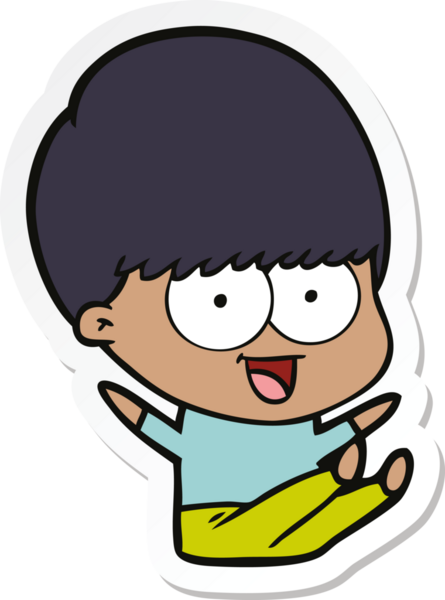 Bir insan tarafından çizilmiş mutlu bir çizgi film çocuğunun çıkartması.