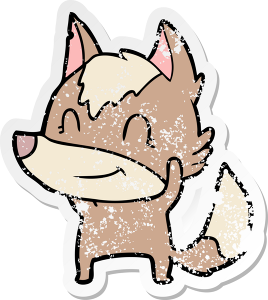 Bir insan tarafından çizilmiş dost canlısı bir kurdun sıkıntılı çıkartması.