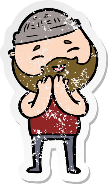 Bir insan tarafından çizilmiş mutlu sakallı bir adamın sıkıntılı çıkartması.