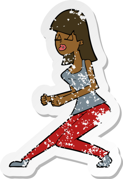 Bir insan tarafından çizilmiş çılgın dans eden bir karikatürün gerilimli çıkartması.