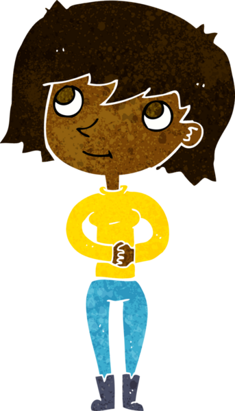 Bir insan tarafından çizilmiş karikatür dostu kadın.