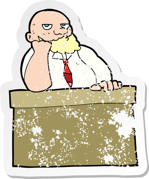 Masada bir insan tarafından çizilmiş sıkıntılı bir karikatür çıkartması.